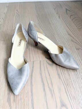 Paul Green Julia D’Orsay Metallic Kitten Heels Leather Pointed Toe Quiet Luxury